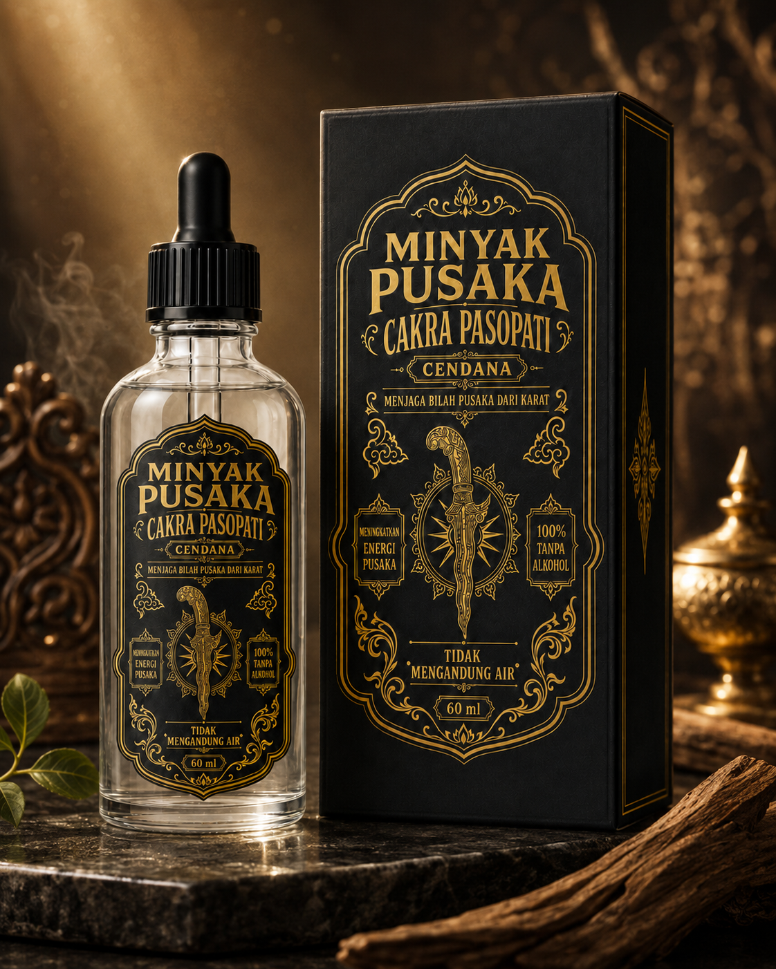 Minyak Pusaka Cendana Cakra Pasopati kemasan botol pipet 60 ml